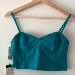 Talula Corset Style Cropped Tank Adjustable Straps Teal Women’s Large